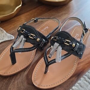 Brooks Brothers Black and Tan Women's Sandals